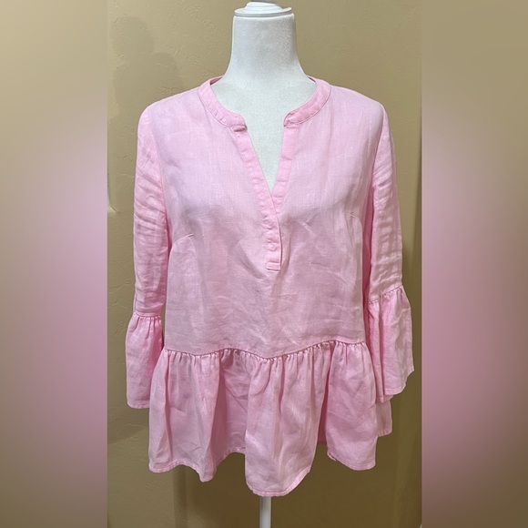 Lilly Pulitzer Linen Bekah Pink Top Size Medium - Picture 2 of 9